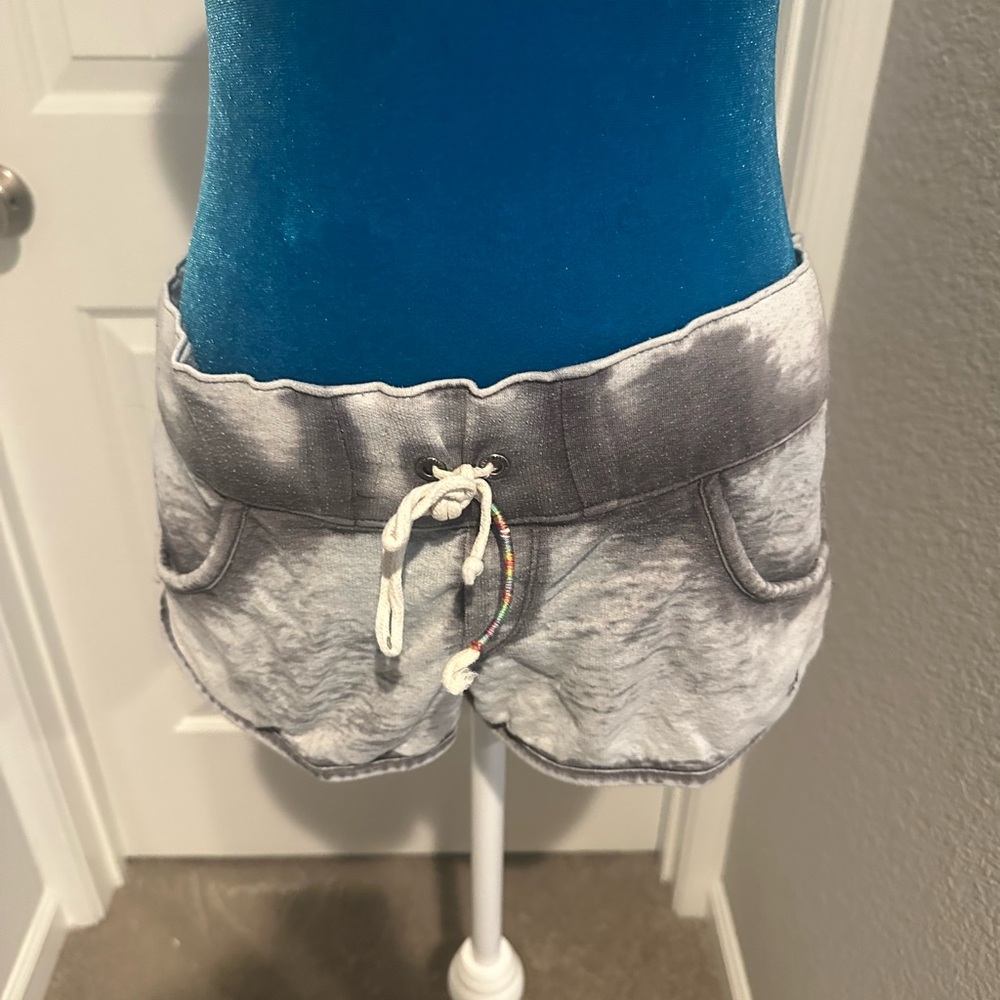 Women’s Gray Tie-Dye Dolphin Hem Shorts – Lightweight Cover-Up Style